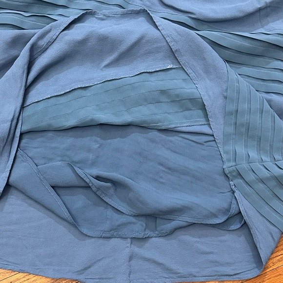 Soft Surroundings Size PXS Petite Pintuck Flowy Chiffon Blue Long Maxi Skirt - Picture 5 of 10